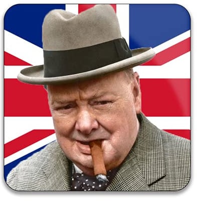 Never Give Up WW2 Winston Churchill V For Victory Union Jack 55mm x 55mm Square Fridge Magnet