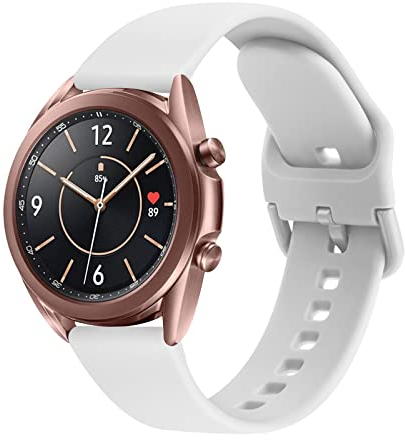 Wanme Kompatibel mit Samsung Galaxy Watch 3 41mm Armband,Silikon Ersatzarmband Uhrenarmband für Samsung Galaxy Watch 3 41mm(Weiß)