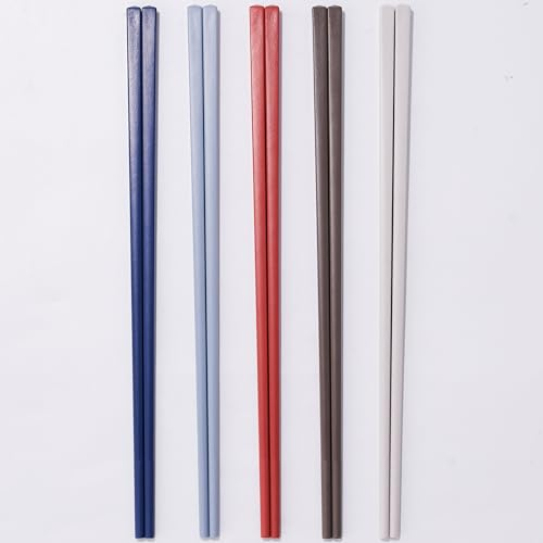 AMOTANG 5 Paar Essstäbchen Set, Spülmaschinenfeste mehrfarbige Sushi Stäbchen aus Fiberglas, Japanische bunte Chopsticks, Rutschfeste Chinesische Essstäbchen, 24cm -Französisch Bunte