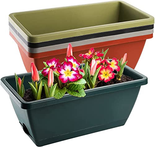 BSTMOME Lot de 5 pots de fleurs en plastique pour fenêtre - Pour rebord de fenêtre, terrasse, jardin, décoration d'intérieur, porche (43 x 19 x 15 cm)