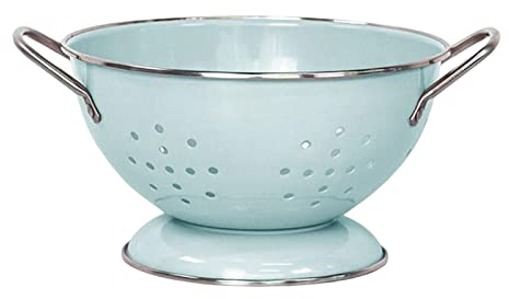 LOVIVER Ciotola per Pane ventilata con Rivestimento smaltato in Stile Francese Ciotola per Frutta con scolapasta e Manici, Cucina per Verdure Frutta, Piccolo Verde