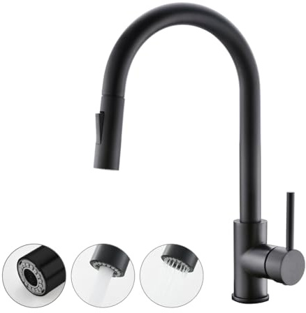 Black Kitchen Faucet HAVIN,Including Soap Dispenser,2pcs Pull Down Sprayers