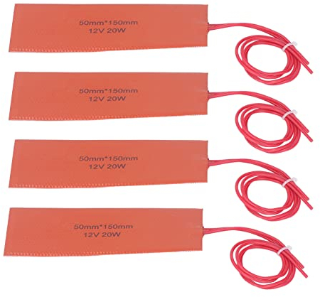 4 PCS Silikon Heizmatte, Gummi Heizmatte 12V 20W Heizdecke Flexible Matte Konstante Temperatur 200℃ Max 50X150mm