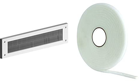 STORMGUARD 06SR0150000W Internal PVC Letter Box Brush Cover-White & White 05SR039005MW 5m Ultraseal Soft Self-Adeshive Foam Draught Excluder, L-5 Metres W-8mm H-6mm