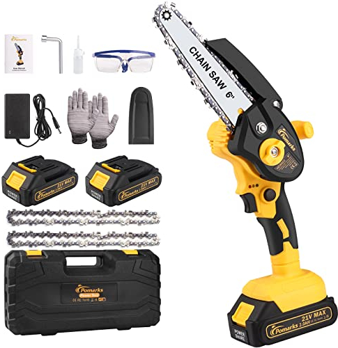 Mini Motosierra Bateria 6 Pulgadas, Eléctrica Motosierra de Mano Pequeñas Sierra Podar Bateria, para Cortar árboles de Jardín y Cortar Madera