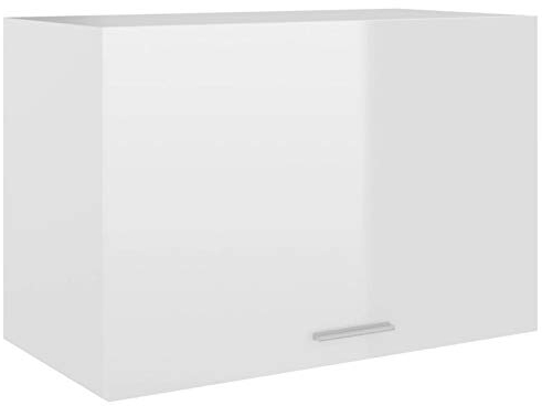 RONGQI Hängeschrank, Hängeglasschrank Küche, Küchenschrank, Schrank Mit Glastüren, Küchenhängeschränke, Wandvitrine Hängend, Hochglanz-Weiß 60x31x40 cm Spanplatte