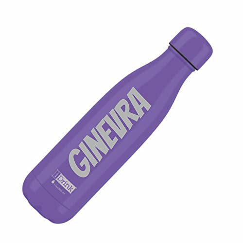 Gourde Isotherme Personnalisable en Acier Inoxydable Colorée 500 ml, Isolée Étanche pour Sport, Enfant, Fille, 24h Froid et 12h Chaud (Violet)