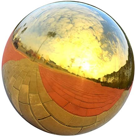 Dickly 304 Edelstahl Hohlkugel Nahtlose Spiegelkugel Kugel Hausgarten Gold, 150 mm