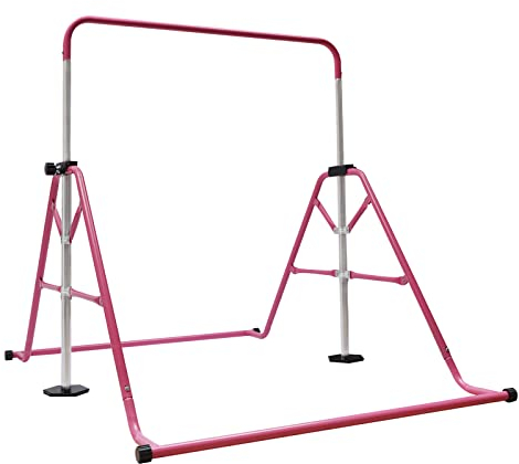 Turnreck Gymnastik Kinder Reck Reckanlage Turnstangen Horizontale Stange Einstellbare Klappbare für Kinder Heimtraining Rosa