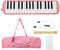 Melódica de 32 Teclas, Boquilla de Resina, Instrumento Melódica con Fondo de Acero Inoxidable para Principiantes, Instrumento de Educación Musical (Rosa)