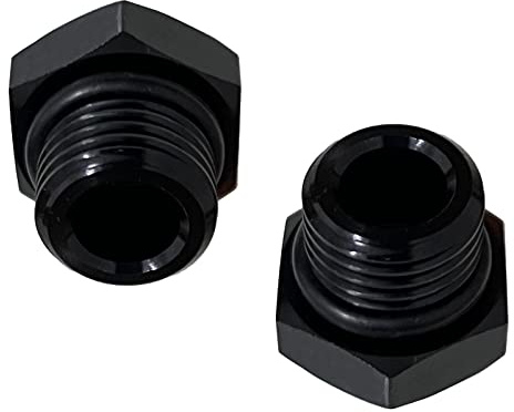 FUATY 8AN Stecker Block Off Cap ORB Port Plug Nut Black Aluminum Fuel Fitting Adapter Sechskantstecker mit AN-08 O-Ring, 2 Stück