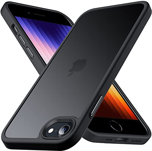Anqrp Zero Series Kompatibel mit iPhone SE Hülle 2022, iPhone SE 2020 Hülle, Minimalistische Transluzente Matte Schutzhülle, Military Grade Handyhülle für iPhone 8/7/6s/6, Schwarz