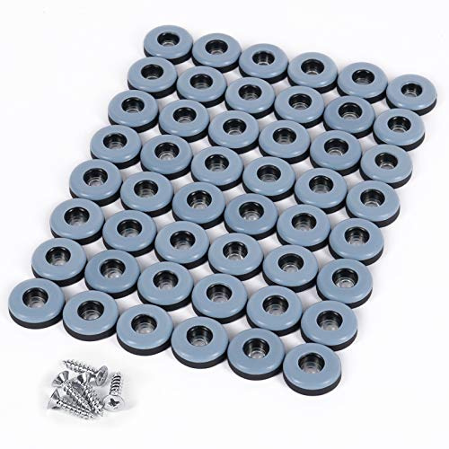 GINOYA 48 PCS Teflon Furniture Sliders, 25 mm with Screws, Blue, Glides