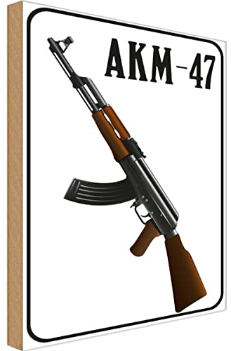 vianmo Holzschild 18x12 cm Gewehr Kalaschnikow AKM-47 Dekoration Deko Geschenk Holz Schild