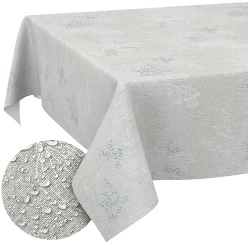 Stoff Tischdecke Tischwäsche Textil Tischtuch Baumwolle Polyester Gewebe abwaschbar pflegeleicht, in rund oval eckig Japondi Grau 200x140cm Schnittkante