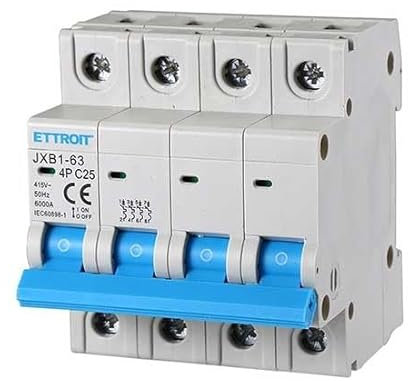 ETTROIT INTERRUTTORE MEGNETOTERMICO PER BARRA DIN 4 MODULI 4P 415V CURVA C 6KA 25A