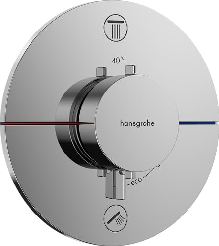 hansgrohe ShowerSelect Comfort S - Thermostat Unterputz mit Sicherungskombination, Armatur mit Sicherheitssperre (SafetyStop) bei 40° C, rundes Thermostat, Mischbatterie für 2 Verbraucher, Chrom
