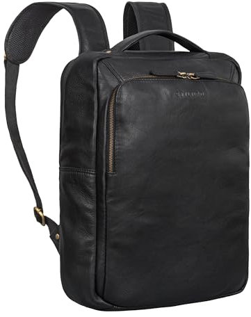 STILORD 'Martin' Unico Zaino Porta PC Pelle 13-14 Pollici Vintage Zaino Lavoro Donna Borsa Ufficio Uomo Daypack per Ufficio Vera Pelle, Colore:nero