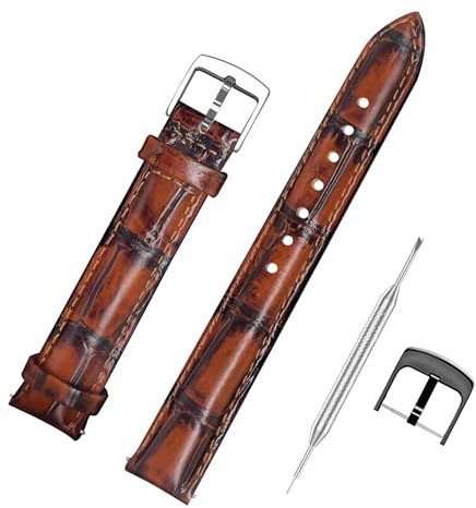 RBIPO 20mm Leder Uhrenarmband Alligator Narbe Schnellspanner Ersatz Uhrenarmband für Männer und Frauen