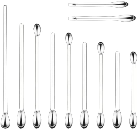 Labasics Set di 11 Cucchiai e Palette da Laboratorio in Acciaio Inox a Doppia Estremità per Laboratorio, Cucchiai di Campionamento, Palette Micro Scoopulas, Set di Pesatura