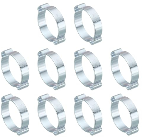 PATIKIL 10 Stück 31-34mm Schlauchschelle Mit Zwei Ohren, Crimpringe aus Verzinktem Stahl 2 Ohr Schellen für Schläuche Rohrverbinder Anschlüsse Kabeln Warmwasserrohre, Silber Ton