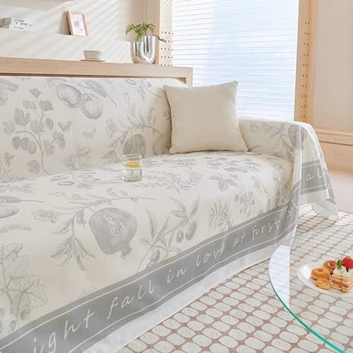 Ayoiow Sofahusse Schlafsofa Sofahusse Grau Sofa Überzug 2 Sitzer Eisseide Fruchtblattzweig