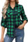Aottori Chemisier à Carreaux Femme Coton Chemise Flanelle Chic avec Bouton Classique Blouse Bucheron Western Décontractée Retro Ecossaise Casual Vintage Blouse Vert XXL