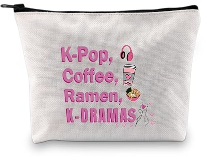 PXTIDY K-Pop Lover Gift Coffee Ramen Lover Gift K-Pop Coffee Ramen K-Dramas Makeup Bag K-Pop Merchandise K-Drama Lover Gift
