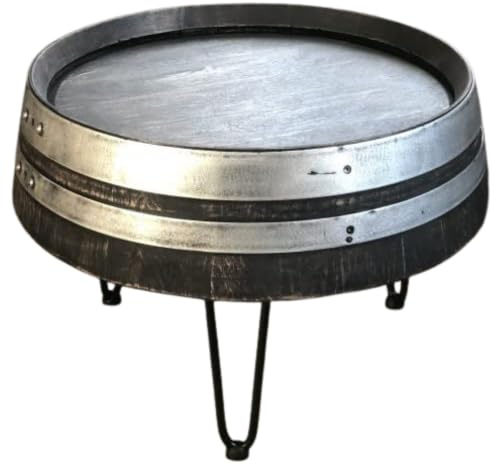 Fass-Schmiede Weinfass Couchtisch Dreibein Sofatisch Beistelltisch (Klein: 45cm, Shabby Black)