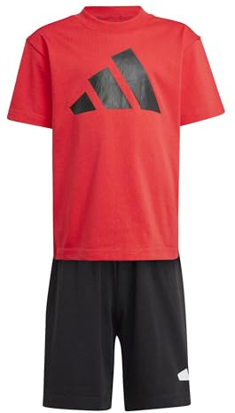 adidas Unisex Kinder ESSENTIALS T-SHIRT SET, pure ruby/black, 7-8 Years