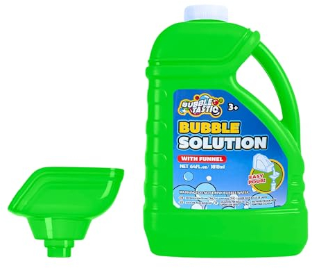 Bubbletastic Seifenblasen Lösung für Kinder, Ersatz für Seifenblasenmaschine, Kinder Sommer Spielzeug, Riesige Seifenblasen Flasche, Inklusive Trichter | 1,8 L | Grün