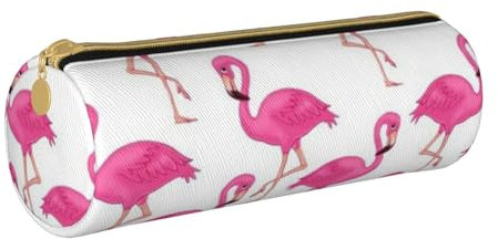 HZHUAOEG Trousse à crayons ronde en cuir pour étudiants, filles, garçons, organiseur de bureau, simple et durable, Flamant rose, Taille unique, Cartable