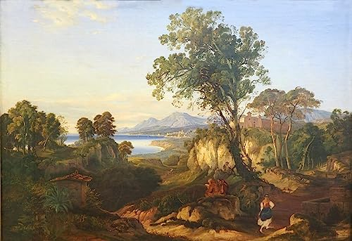 MSTECO Klassische Malerei Leinwand Abstrakt Kunstwerk Wandkunst Bild Druck Albaner Berge Von Louis Gurlitt für Bürodekoration 60x90cm
