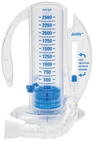 The Oxygen Store Spirometer Tiefenatmungs-Trainingsgerät, Überwachung der Tiefenatmungstherapie, Erhöhung der Lungenkapazität, reduziert Atemnot und Schleim auf der Lunge, 2500 Lungenkapazität für
