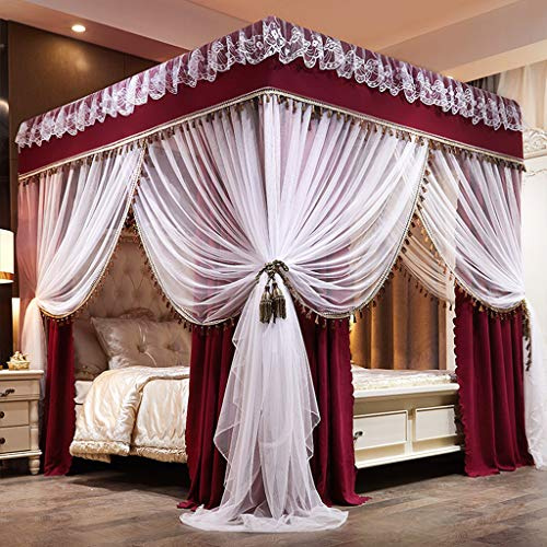Princess Betthimmel mit 4 Eckpfosten und niedlichem Moskitonetz für Mädchenbett, Erwachsenenzimmer, Kinderzimmer; Vorhangnetz für Doppelbett, Doppelbett, Queen-Size-Bett, King-Size-Bett