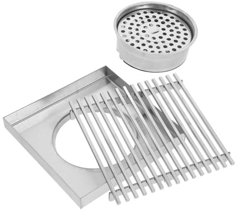 KITANDOVE Cubierta De Drenaje Cuadrada Inoxidable para Ducha y Jardín Rejilla De Drenaje Exterior Antibloqueo para Patios y Resistente y Desagüe