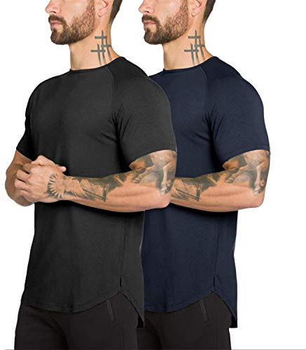 Slim-Fit Gym Tshirt Sportshirt Herren Baumwolle Fitness Shirt Laufshirt Funktionsshirt Trainingsshirt Muscle Shirt (BKDB, S)