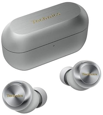 Technics EAH-AZ100E-S Auriculares Inalámbricos con Cancelación De Ruido, Bluetooth Multipunto, Voice Focus AI, Cómodos Auriculares Internos, Color Plateado