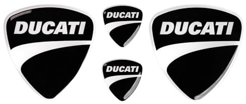 Set di adesivi compatibili con logo 3D Ducati – Premium resistente ai raggi UV gel & epossidico per gli appassionati di moto (Black & White)