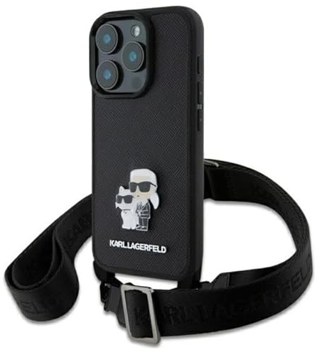 CG Mobile Schutzhülle für iPhone 16 Pro Max, luxuriöses französisches Design mit Handschlaufe, Original-Logo und Lederdesign, zugelassen von der globalen Marke Karl Lagerfeld (Karl Lagerfeld)