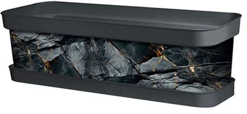 AC - Jardinera de plástico con Plato, Modelo Black Gold, Tiesto, macetero, Recipiente para Plantas, Fabricada en España (Gris Antracita - 60 cm)