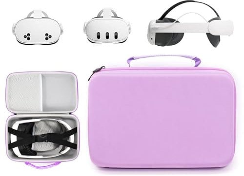 CaseSack Case compatible with Meta Quest 3s, 3, 2, Organizing travel case for VR Headset, controller and accessories (Purple)