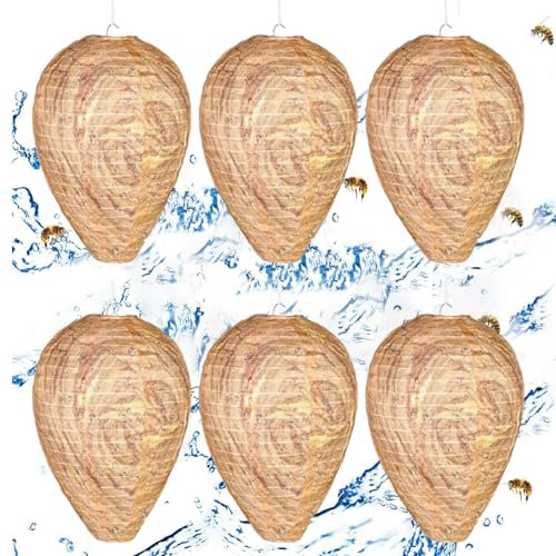 6 Stück Wespennest Attrappe, Wespen Nestbau Verhindern, Baumwollmaterial, wasserdichte Wabenlaterne im Freien, Kann an Gartenbalkonen oder Häusern Aufgehängt Werden