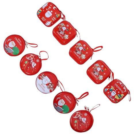 VANZACK 10stücke Teiliges Kleine Weihnachts-münzbeutel Mit Reißverschluss Niedliches Design Sicherer Verschluss Vielseitig Für Münzen Karten Und Kleinteile Als Geschenk Und Christbaumschmu