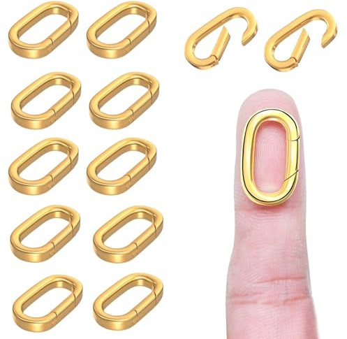 12 Stück Ovaler Verschluss, Ovaler Schmuckverschluss mit Geschlossenem Federring, Karabiner, Halskettenverschlüsse und Verschlüsse für die Herstellung von Schmuck, Halsketten und Armbändern, Gold