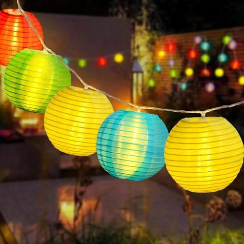 ALEGRE® LED Lichterkette Lampions mit Timer, 2M 10 LED Lichterkette Lampion Bunte, Wasserdicht Lampion Lichterkette Außen Innen, Led Lanterne Lichterketten für Hochzeit Garten Terrasse Balkon Deko