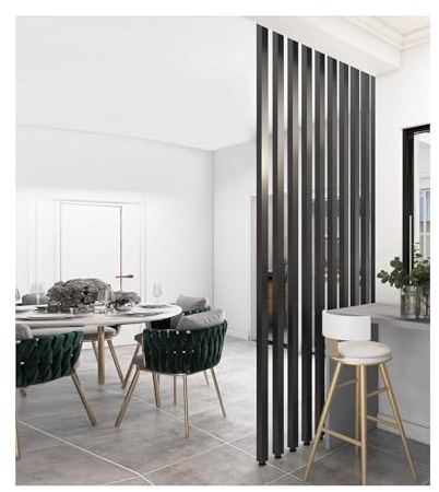 Generisch Raumteiler, Aluminium-Lamellen, Trennwand, Holzimitat -Finish, Boden bis Decke, ideal für Wohnzimmer, Schlafzimmer, Büro, Restaurant,Metall(4 Root,230cm/90.5in/7.54ft)