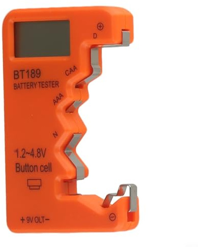 BT189 Ultra Small for battery Tester with LCD Digital Display for 9V AA AAA and Button Cell Batteries Compatible with Household Batteries and Power Bank Detection Portable ABS Material(orange)