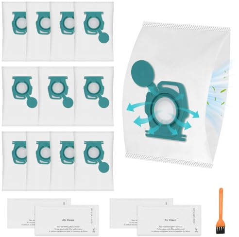 Spofan 12 Pack TU 3D Dust Bags for Miele Hoover Pure TU Vacuum Cleaners Bag | for Guard L1/S1 Junior Flex Parquet Silence AllFloor Performance Comfort Cat Dog Series with 4 Exhaust Filter