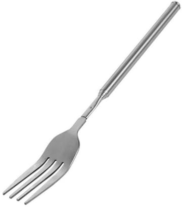 AEUXZA 1 Stück Teleskopgabel Ausziehbar aus Edelstahl 304, Lange Gabel zum Ausziehen (22-64 cm), Lustiger Scherzartikel & BBQ Gabel für Marshmallows, Würstchen & Diebstahl vom Teller